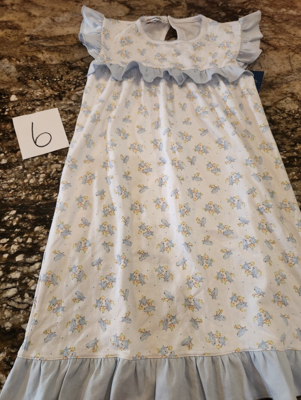 Light Blue Floral Ruffle Kids Dress